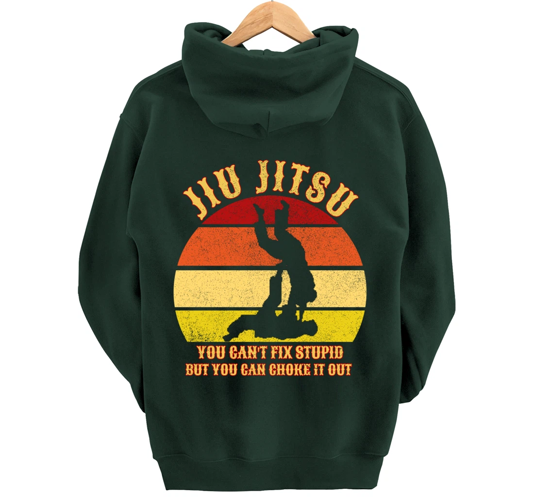 Jiu Jitsu Shirts Funny Can't Fix Stupid Men BJJ MMA Jujitsu Pullover Hoodie