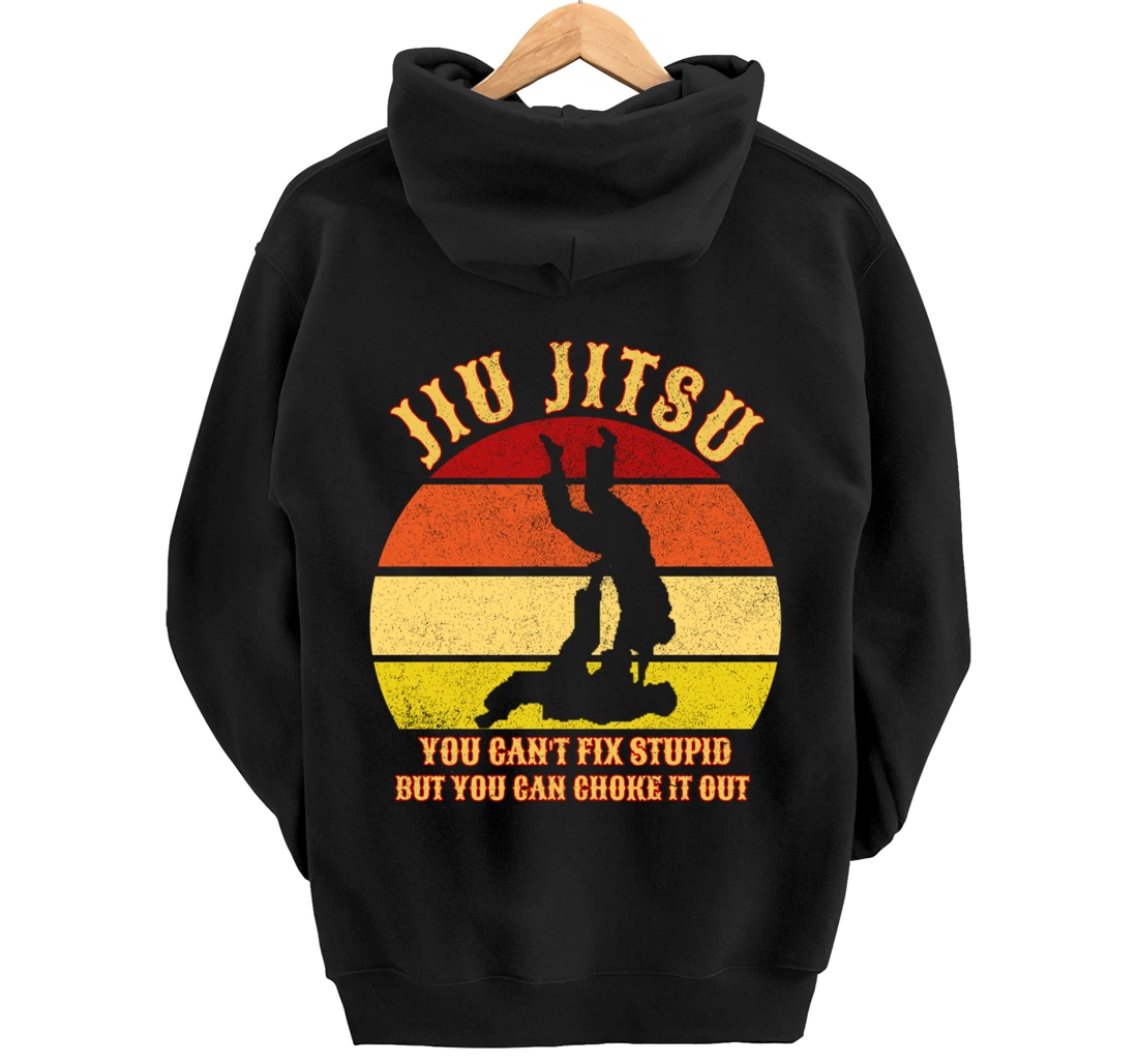 Jiu Jitsu Shirts Funny Can't Fix Stupid Men BJJ MMA Jujitsu Pullover Hoodie
