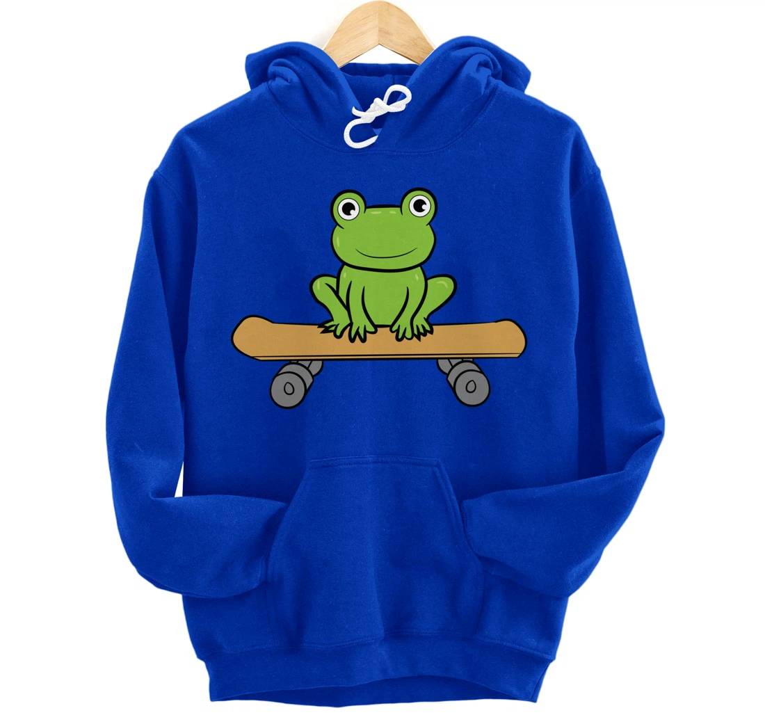 Funny Skateboarding Frog Funny Skateboard Frog Skateboarder Pullover Hoodie