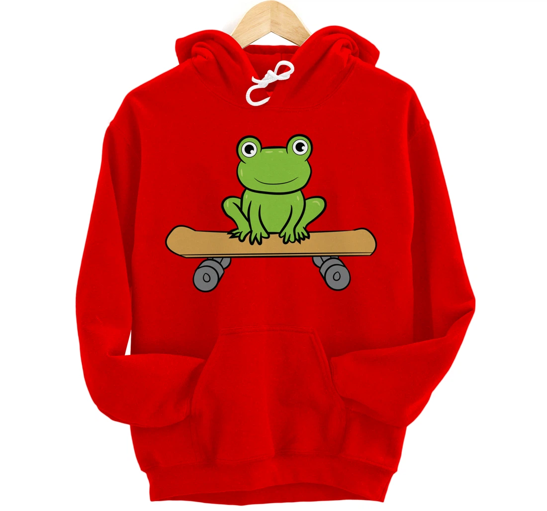 Funny Skateboarding Frog Funny Skateboard Frog Skateboarder Pullover Hoodie