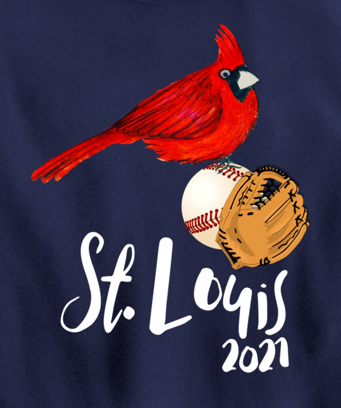 Saint Louis Red Cardinal Dress 2021 Art and Baseball Design Pullover Hoodie