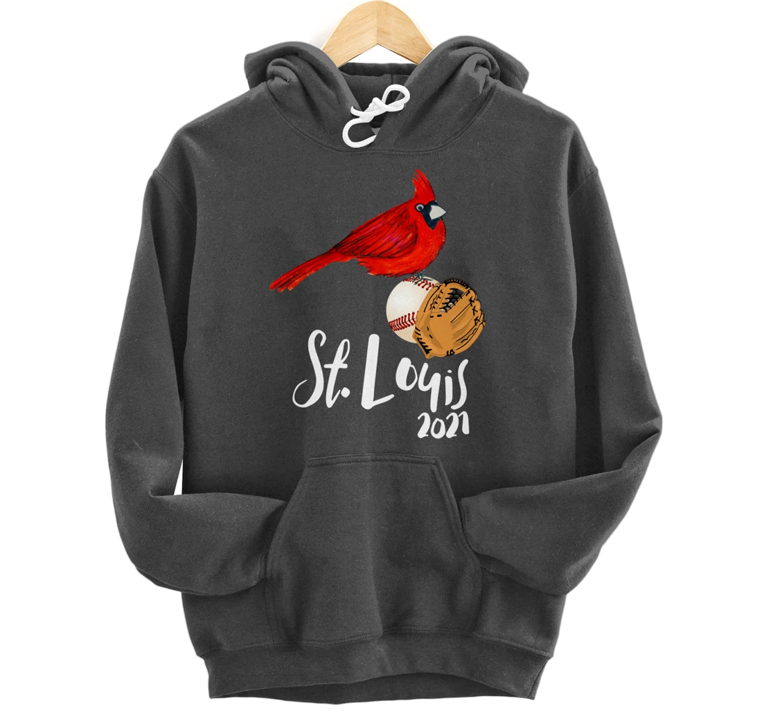 Saint Louis Red Cardinal Dress 2021 Art and Baseball Design Pullover Hoodie