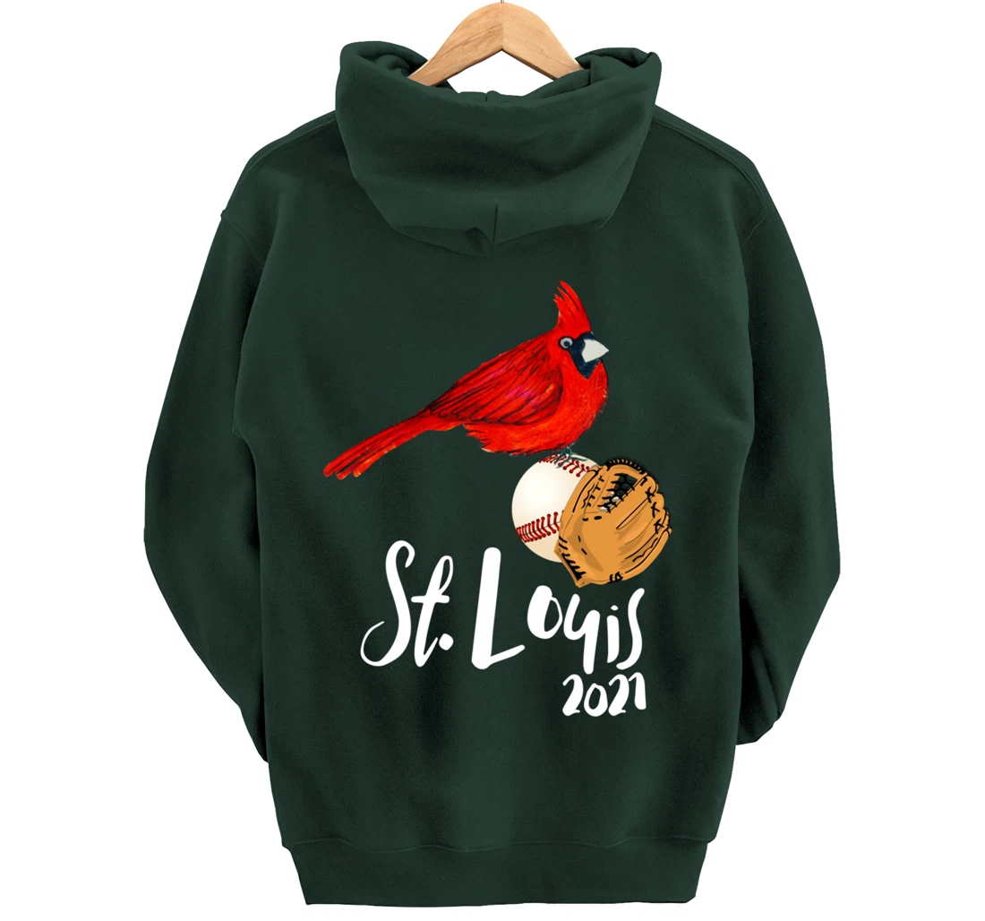Saint Louis Red Cardinal Dress 2021 Art and Baseball Design Pullover Hoodie