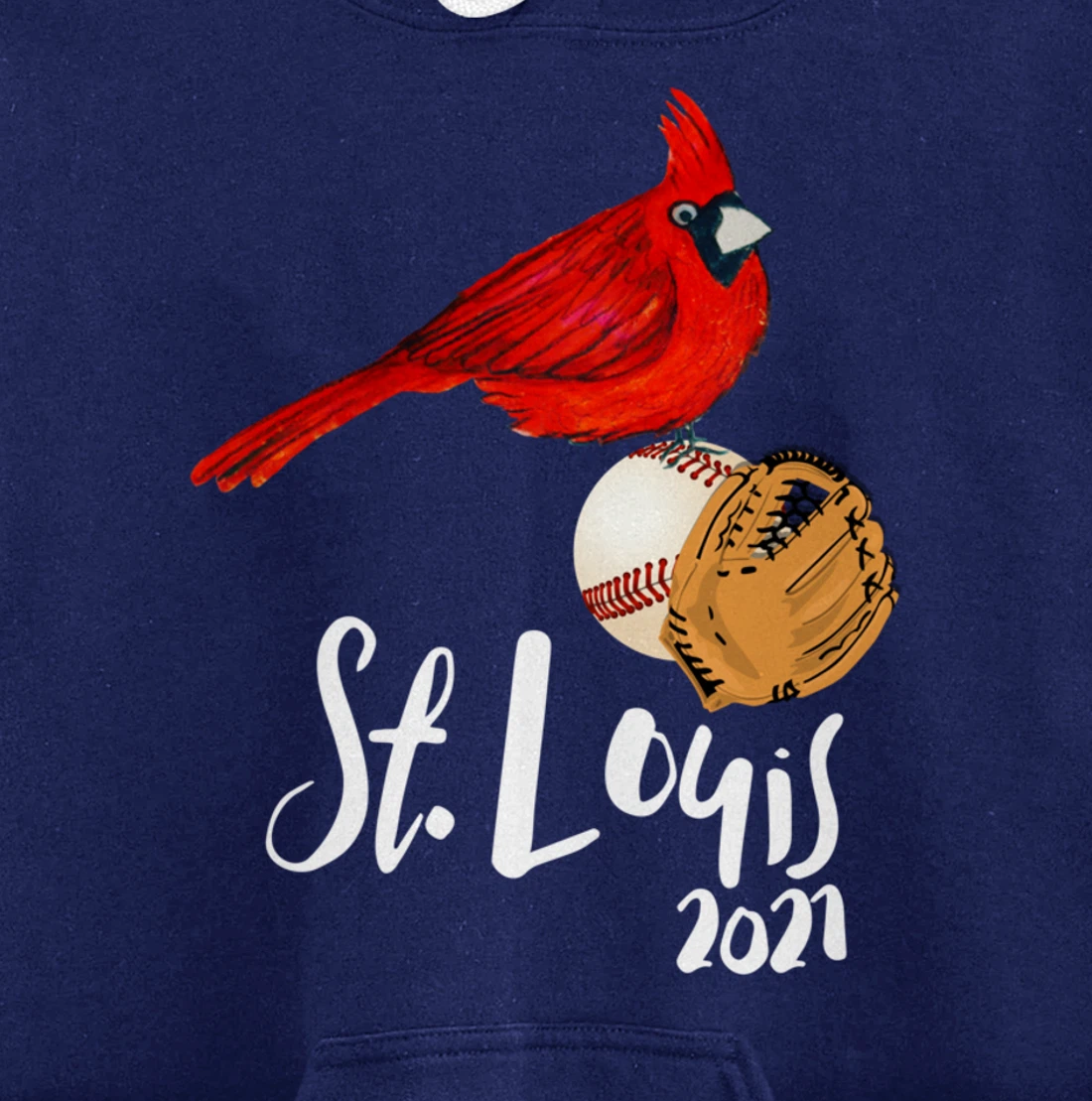 Saint Louis Red Cardinal Dress 2021 Art and Baseball Design Pullover Hoodie