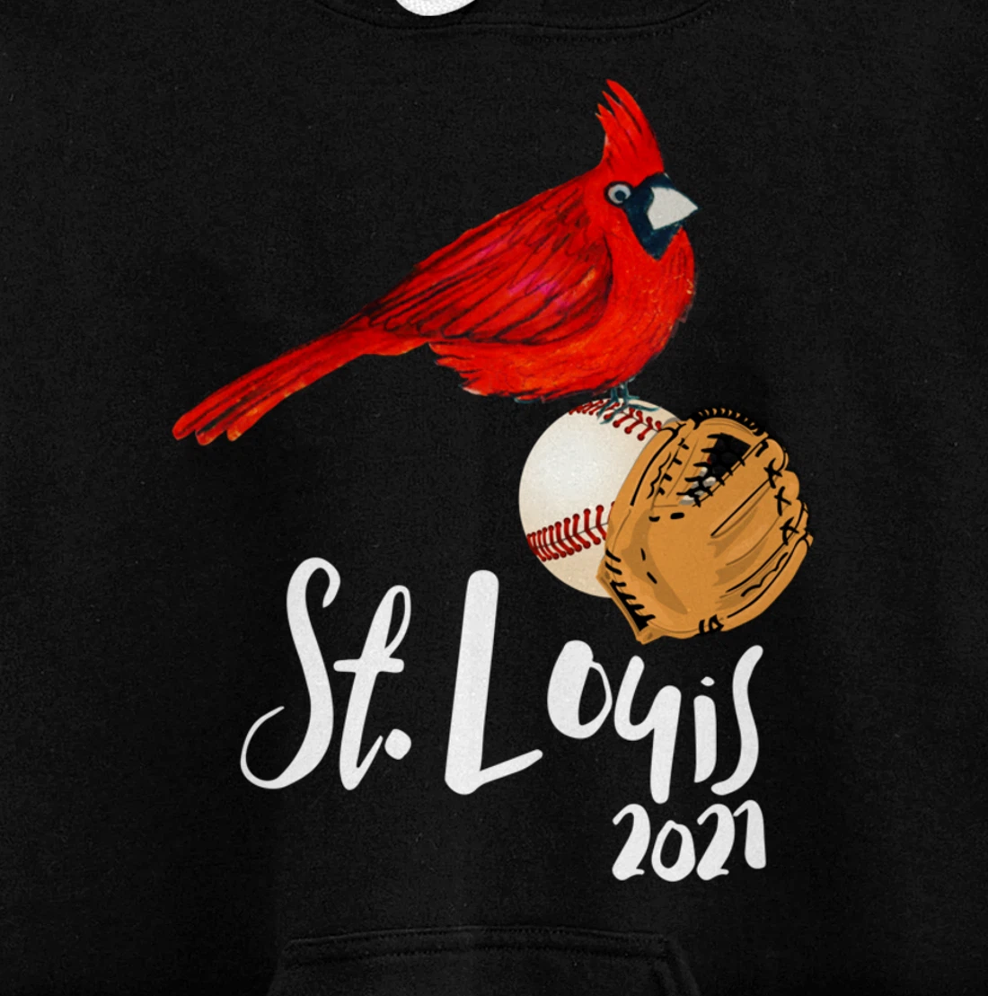 Saint Louis Red Cardinal Dress 2021 Art and Baseball Design Pullover Hoodie