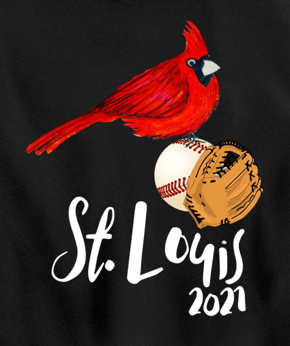 Saint Louis Red Cardinal Dress 2021 Art and Baseball Design Pullover Hoodie