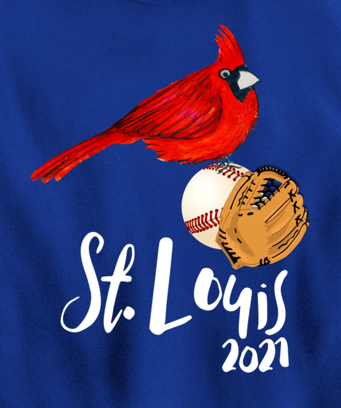 Saint Louis Red Cardinal Dress 2021 Art and Baseball Design Pullover Hoodie