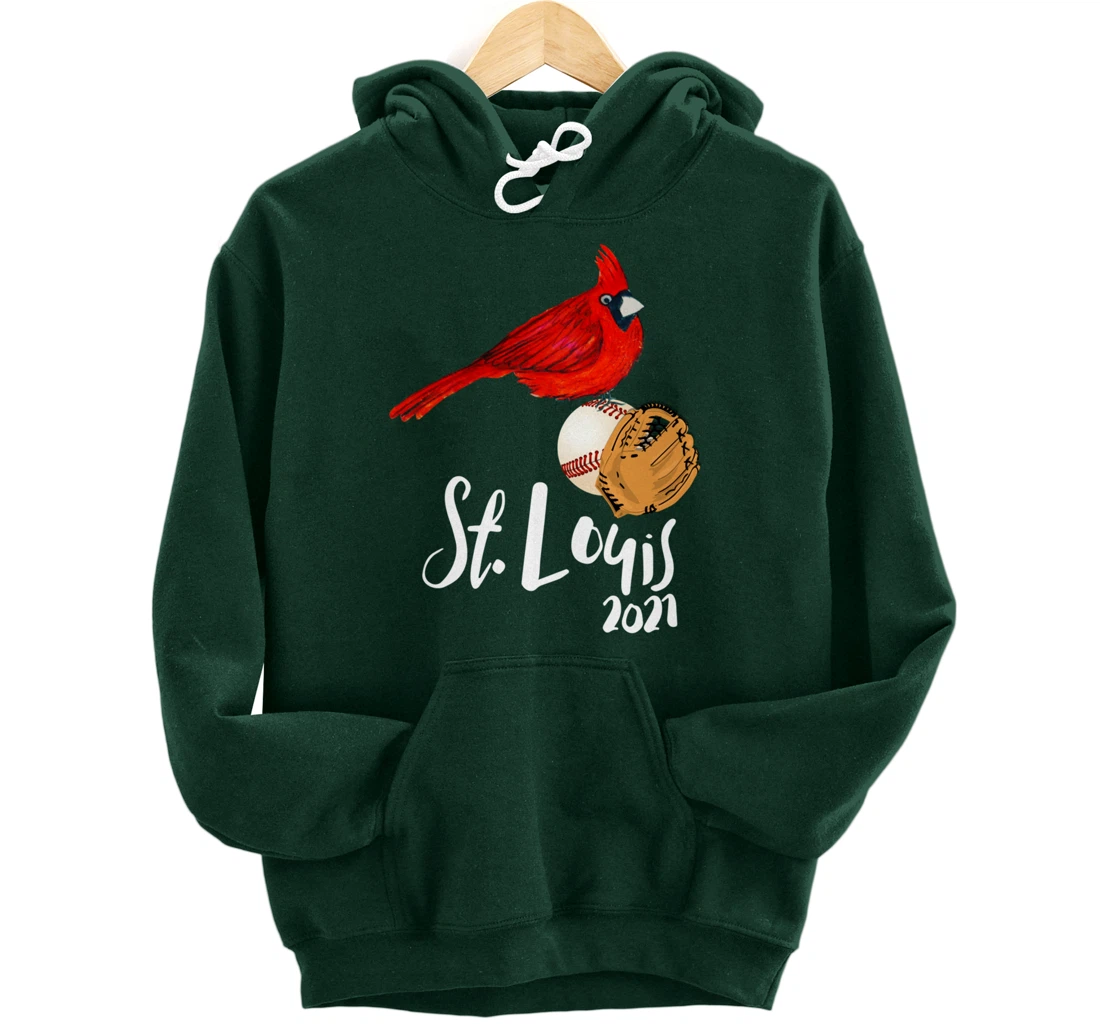 Saint Louis Red Cardinal Dress 2021 Art and Baseball Design Pullover Hoodie