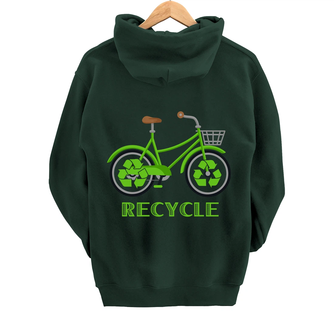 Cool Green Environment Bicycle Recycle Gift Pullover Hoodie