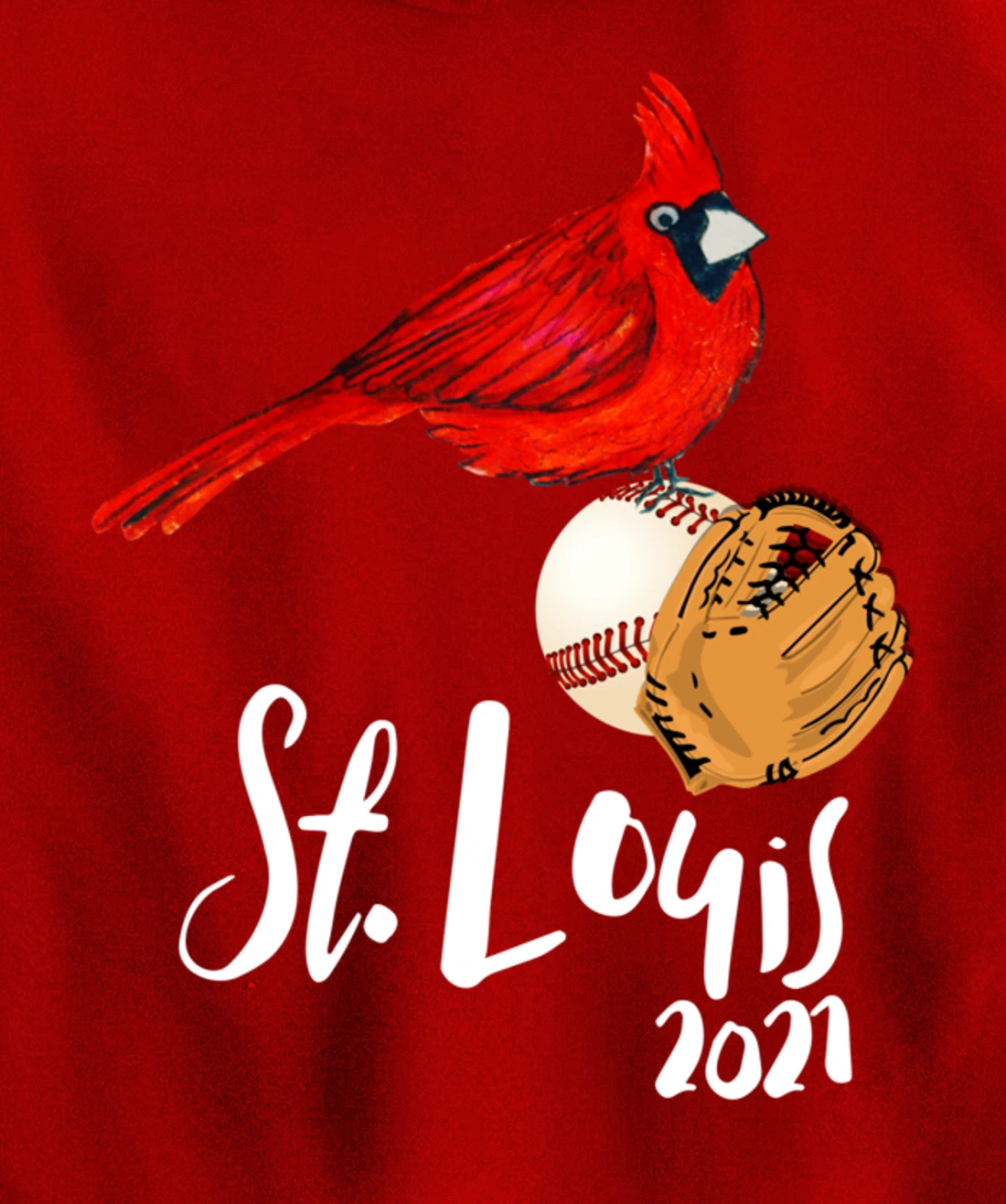 Saint Louis Red Cardinal Dress 2021 Art and Baseball Design Pullover Hoodie