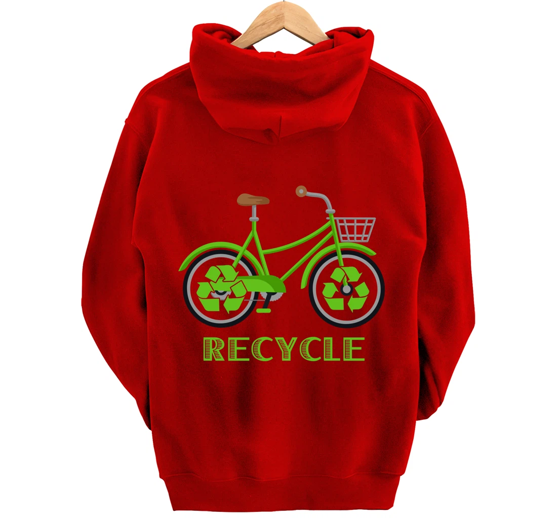 Cool Green Environment Bicycle Recycle Gift Pullover Hoodie