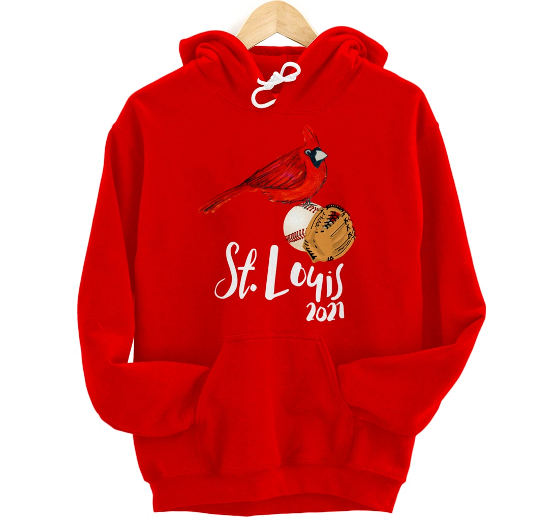 Saint Louis Red Cardinal Dress 2021 Art and Baseball Design Pullover Hoodie