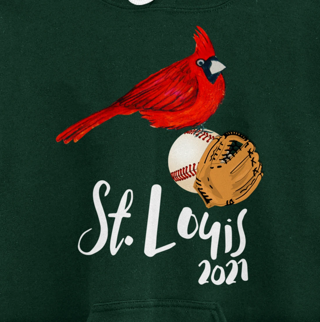 Saint Louis Red Cardinal Dress 2021 Art and Baseball Design Pullover Hoodie