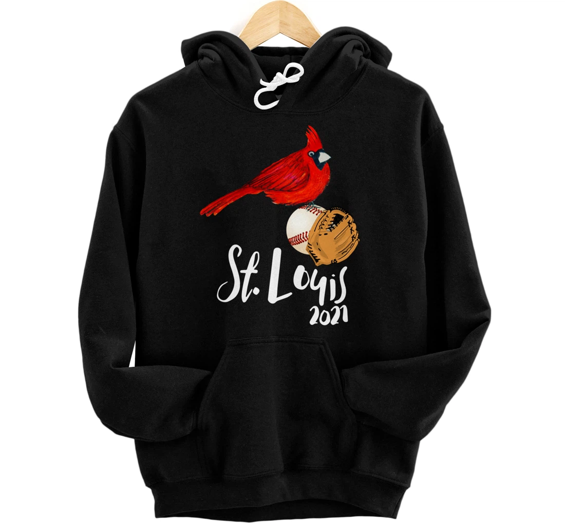 Saint Louis Red Cardinal Dress 2021 Art and Baseball Design Pullover Hoodie