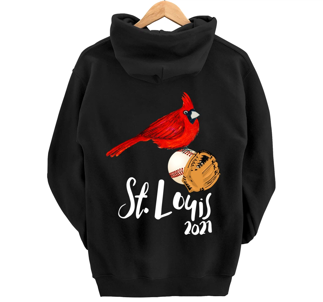 Saint Louis Red Cardinal Dress 2021 Art and Baseball Design Pullover Hoodie
