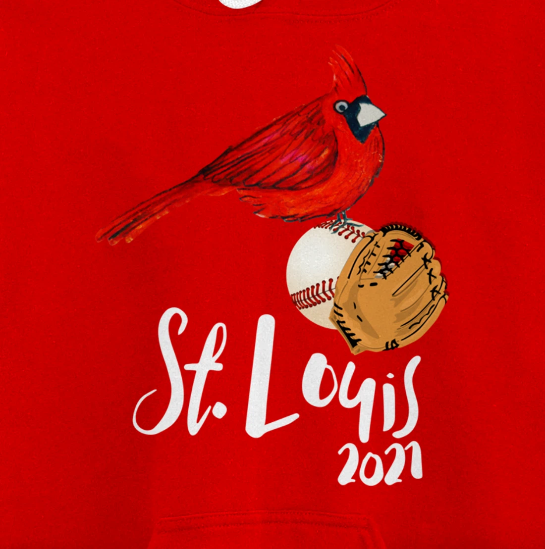 Saint Louis Red Cardinal Dress 2021 Art and Baseball Design Pullover Hoodie
