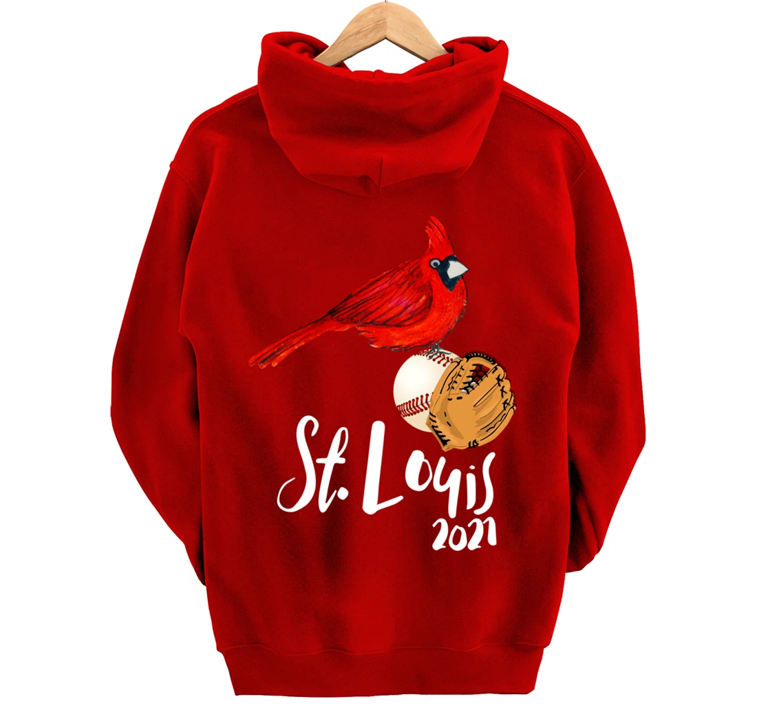 Saint Louis Red Cardinal Dress 2021 Art and Baseball Design Pullover Hoodie