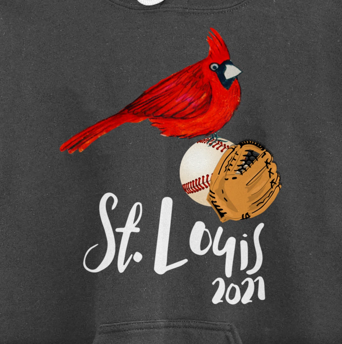 Saint Louis Red Cardinal Dress 2021 Art and Baseball Design Pullover Hoodie