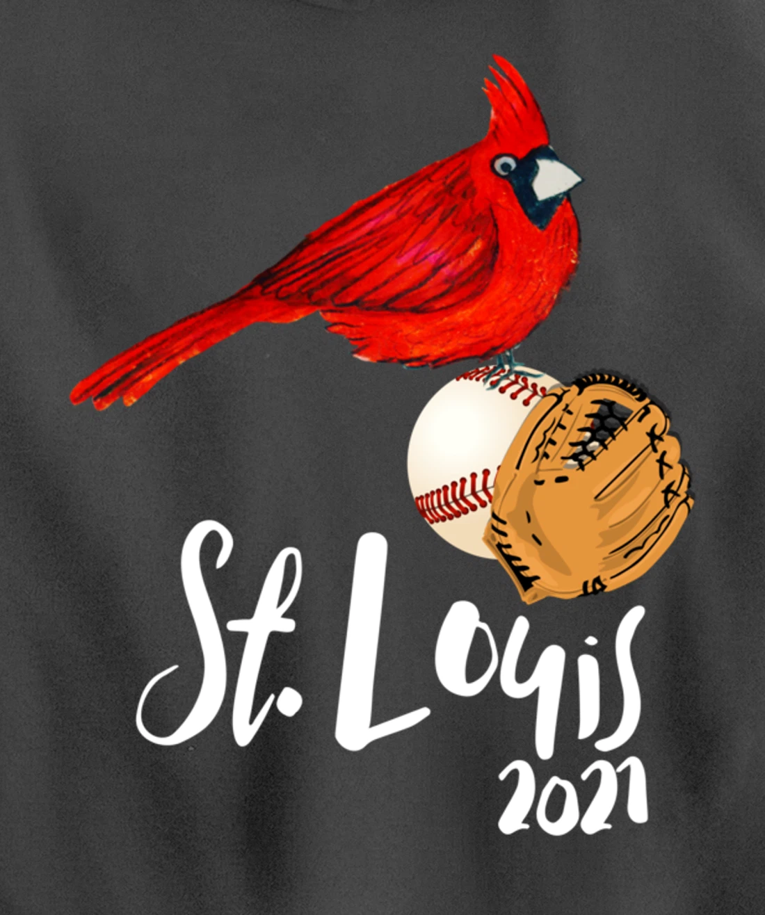 Saint Louis Red Cardinal Dress 2021 Art and Baseball Design Pullover Hoodie