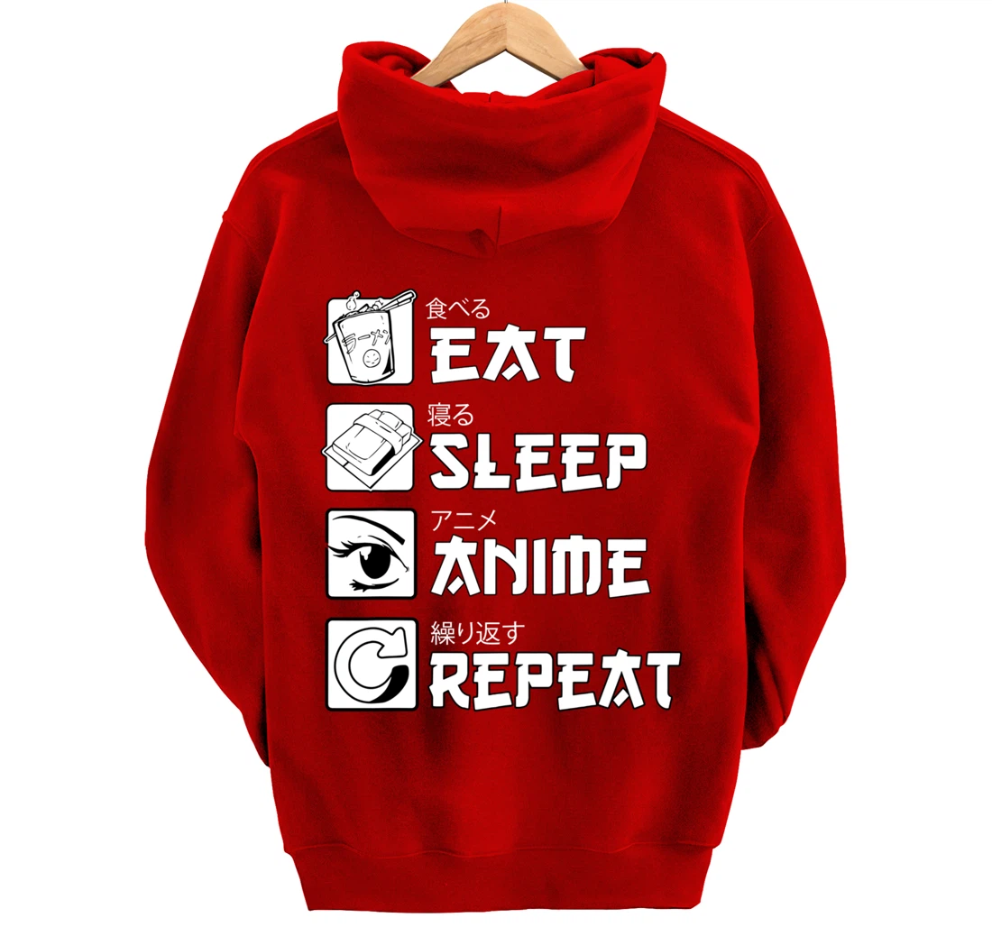 Eat Sleep Anime Repeat Shirt, Manga Anime Shirts Gift Pullover Hoodie