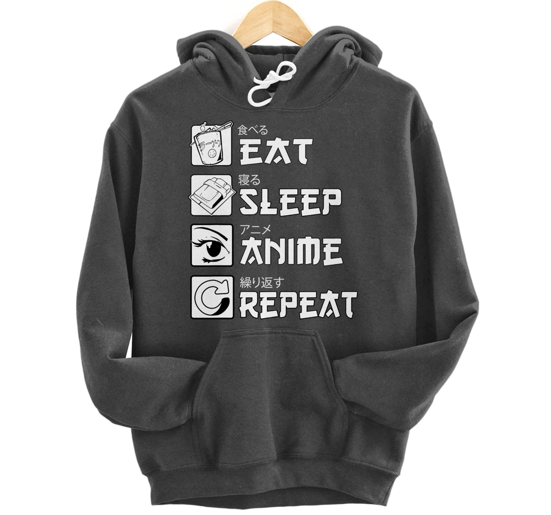 Eat Sleep Anime Repeat Shirt, Manga Anime Shirts Gift Pullover Hoodie