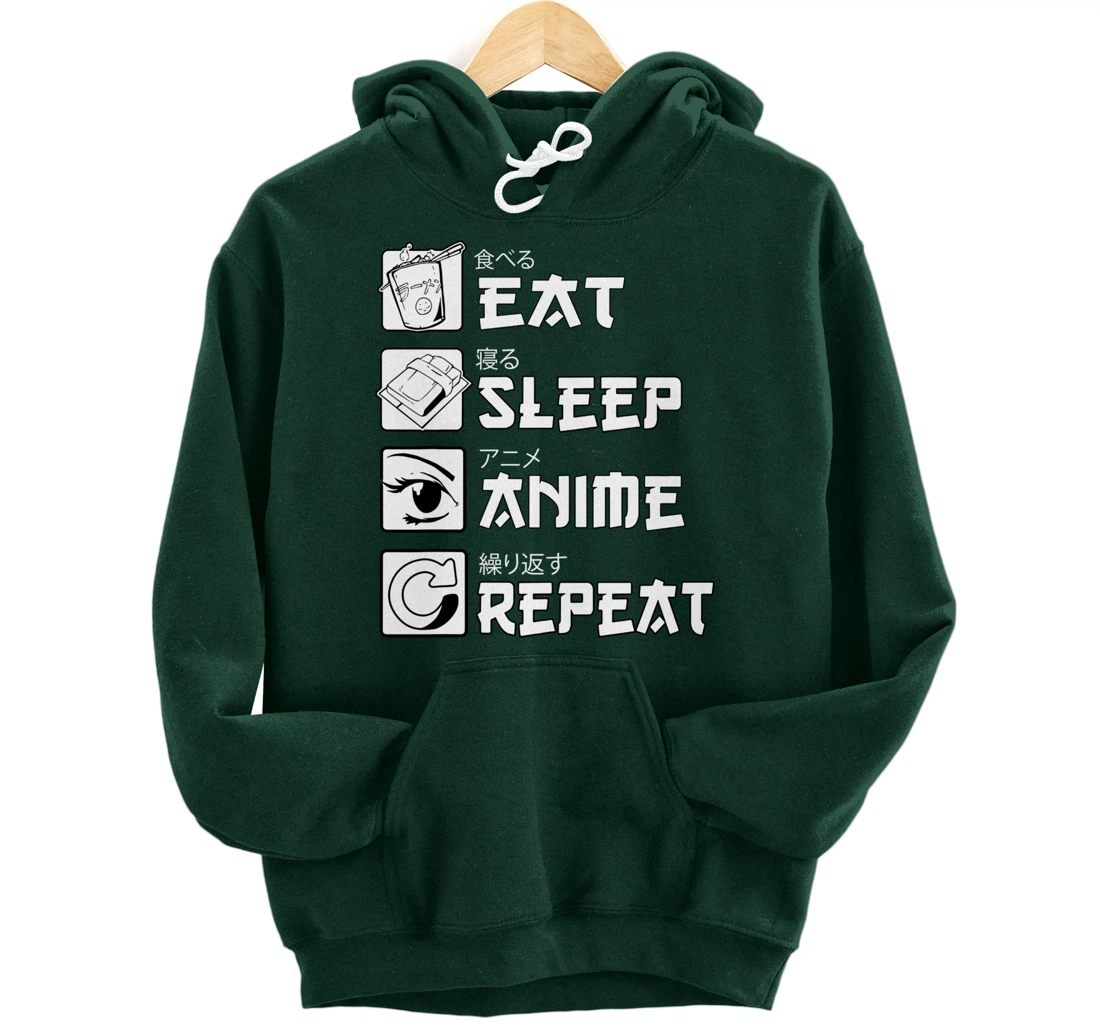 Eat Sleep Anime Repeat Shirt, Manga Anime Shirts Gift Pullover Hoodie