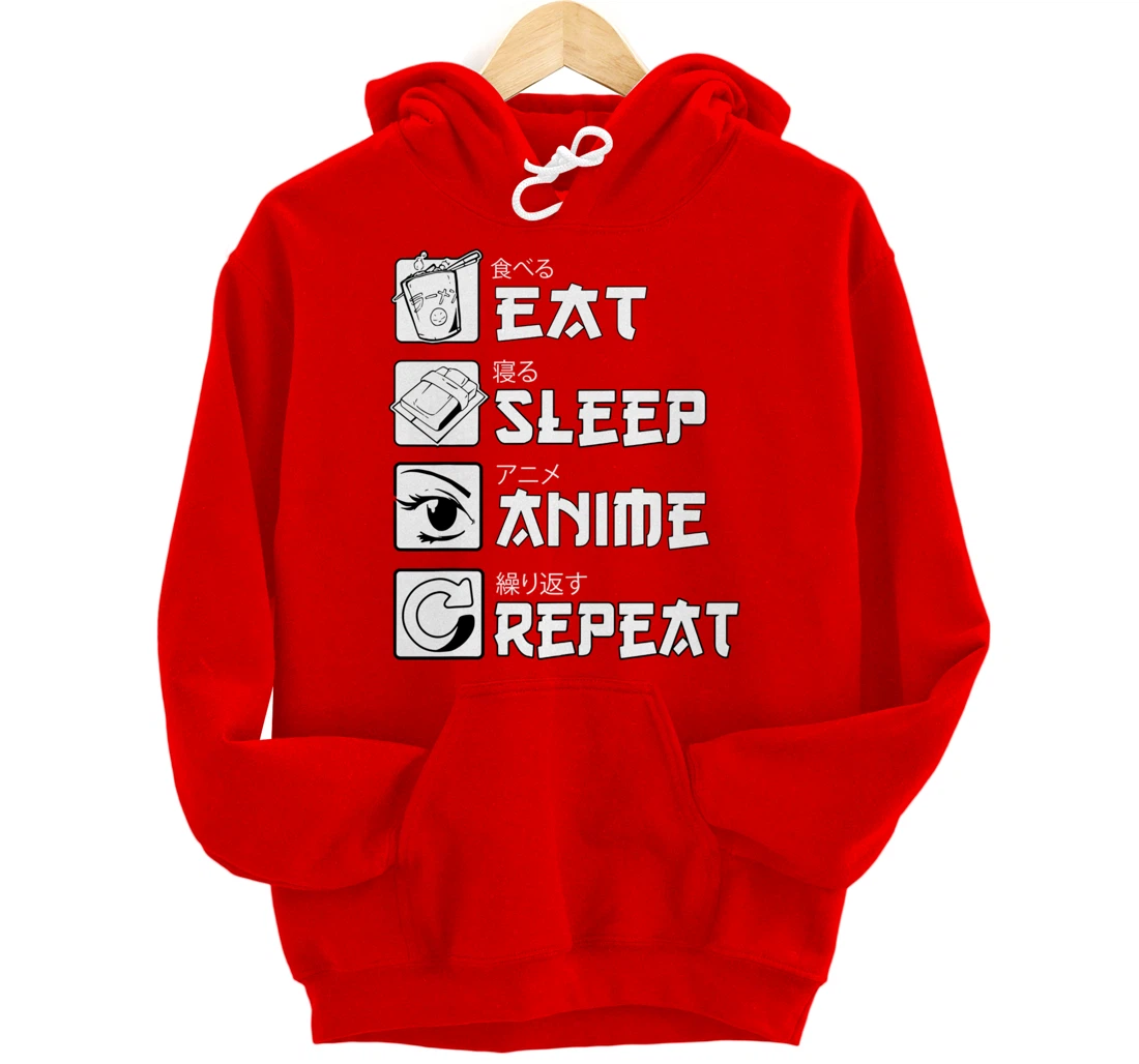 Eat Sleep Anime Repeat Shirt, Manga Anime Shirts Gift Pullover Hoodie