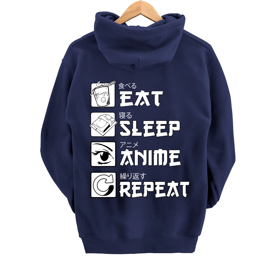 Eat Sleep Anime Repeat Shirt, Manga Anime Shirts Gift Pullover Hoodie