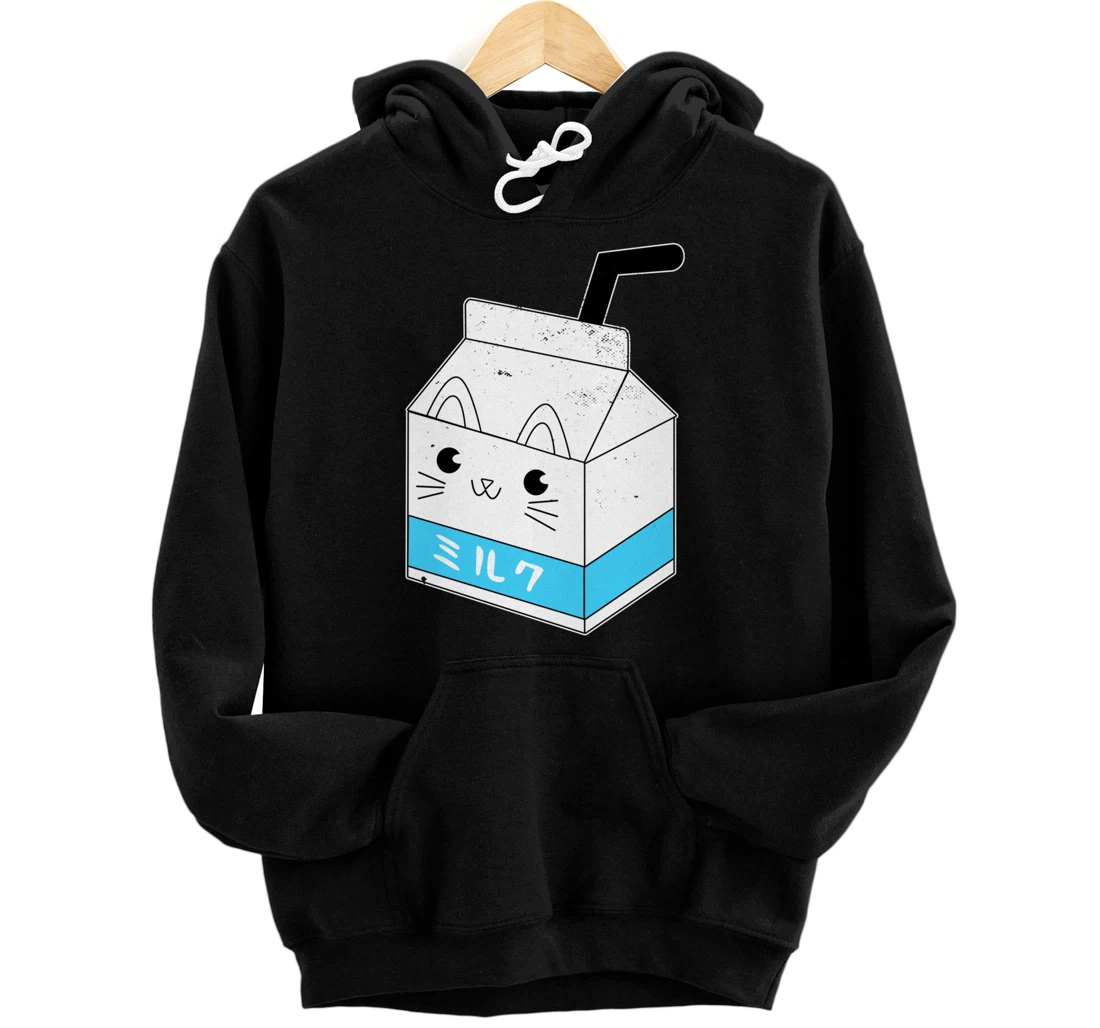 Japanese Milk Carton I Cute Cat Neko Pullover Hoodie