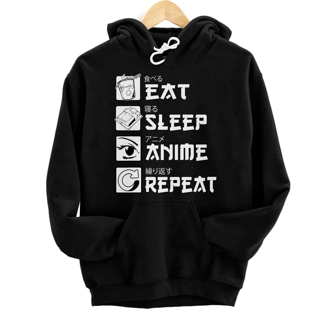 Eat Sleep Anime Repeat Shirt, Manga Anime Shirts Gift Pullover Hoodie