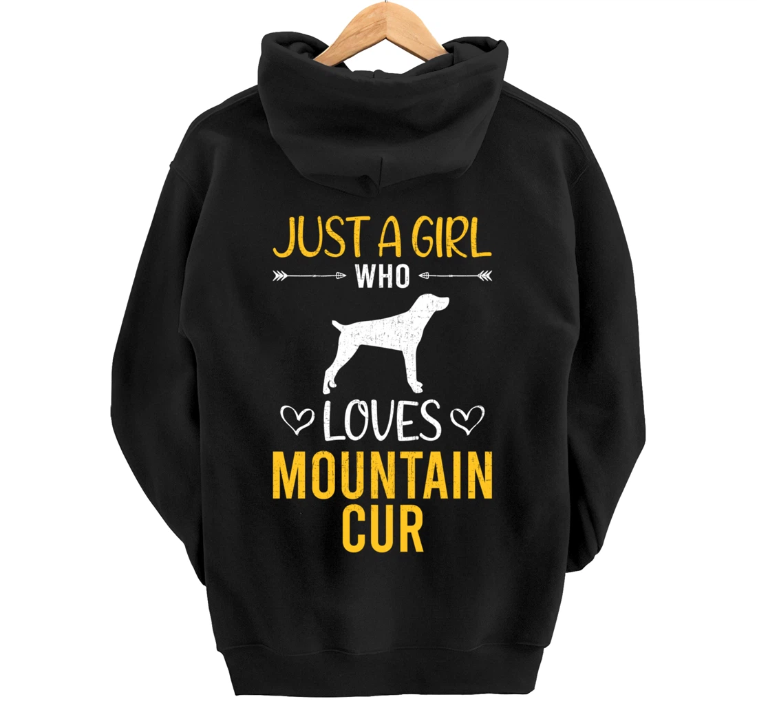 Just A Girl Who Loves Mountain Cur Dog Lover Pullover Hoodie