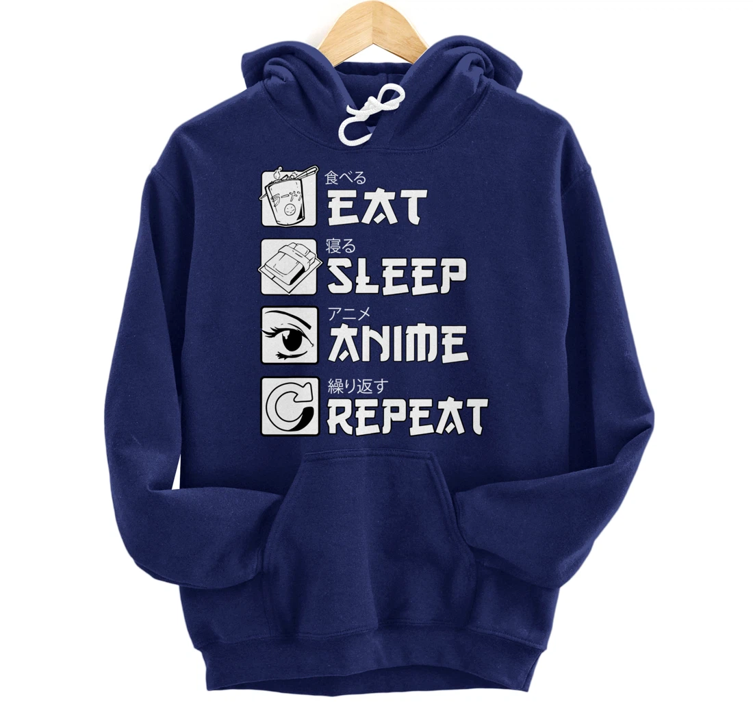 Eat Sleep Anime Repeat Shirt, Manga Anime Shirts Gift Pullover Hoodie