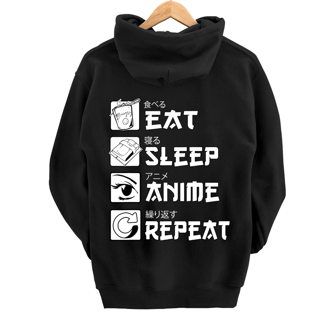 Eat Sleep Anime Repeat Shirt, Manga Anime Shirts Gift Pullover Hoodie