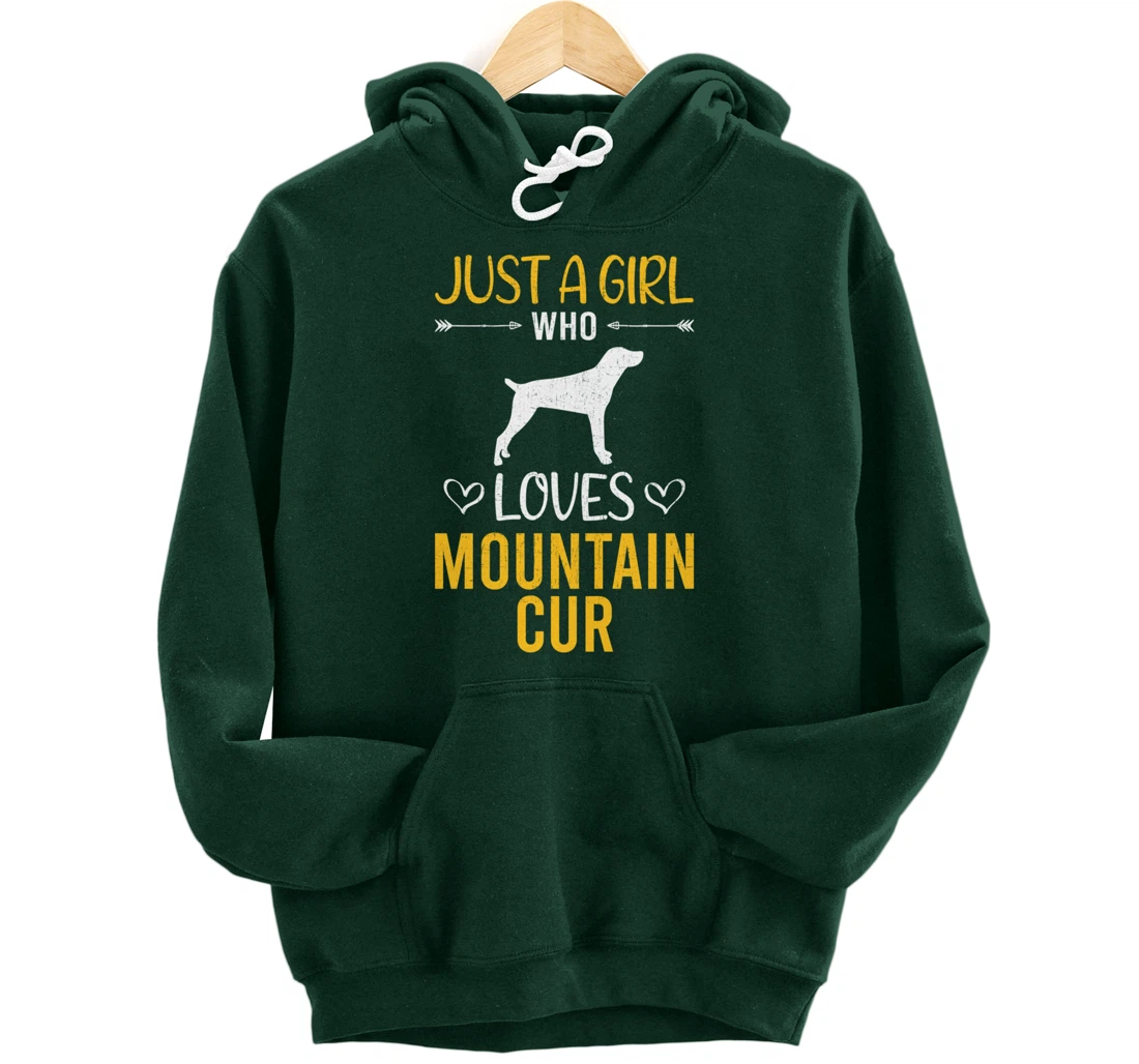 Just A Girl Who Loves Mountain Cur Dog Lover Pullover Hoodie