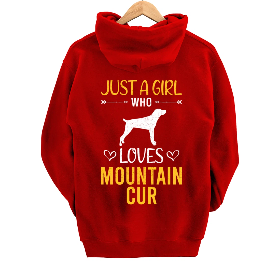 Just A Girl Who Loves Mountain Cur Dog Lover Pullover Hoodie