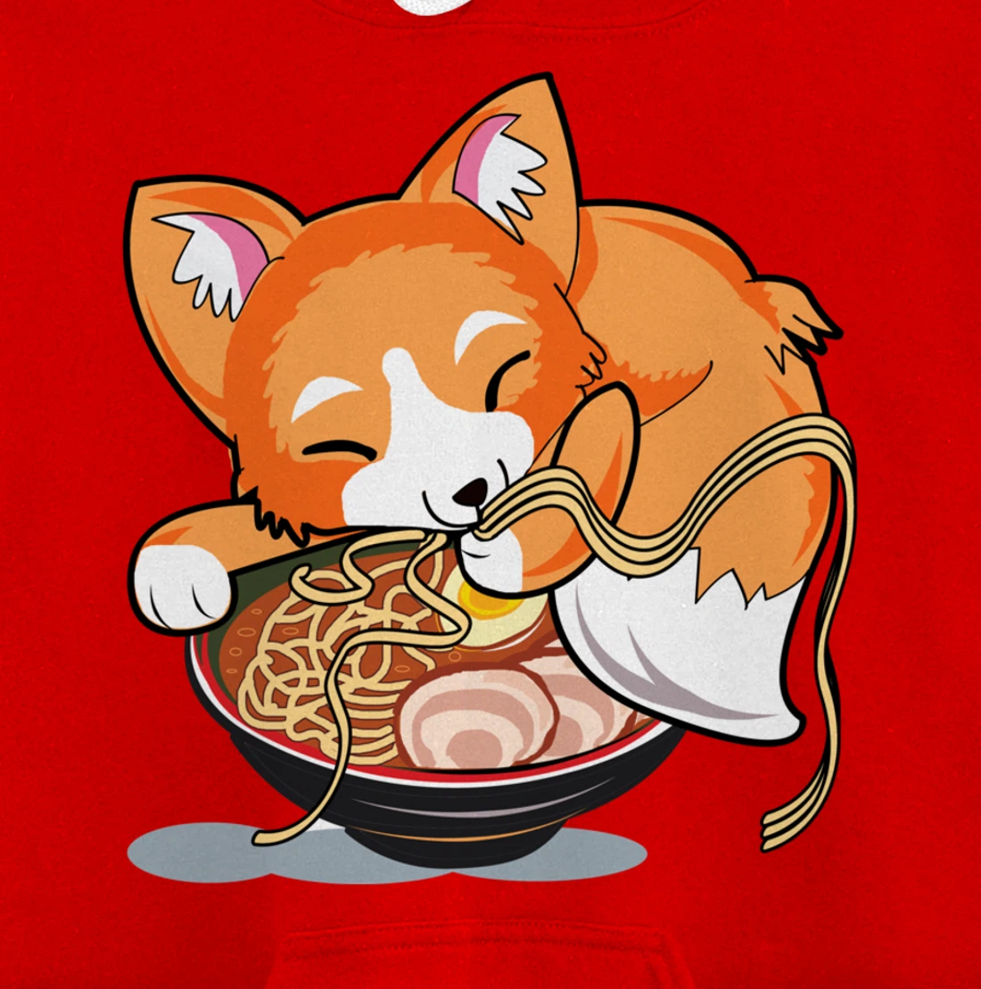 Ramen Noodles Fox Lover Kawaii Japanese Anime Pullover Hoodie