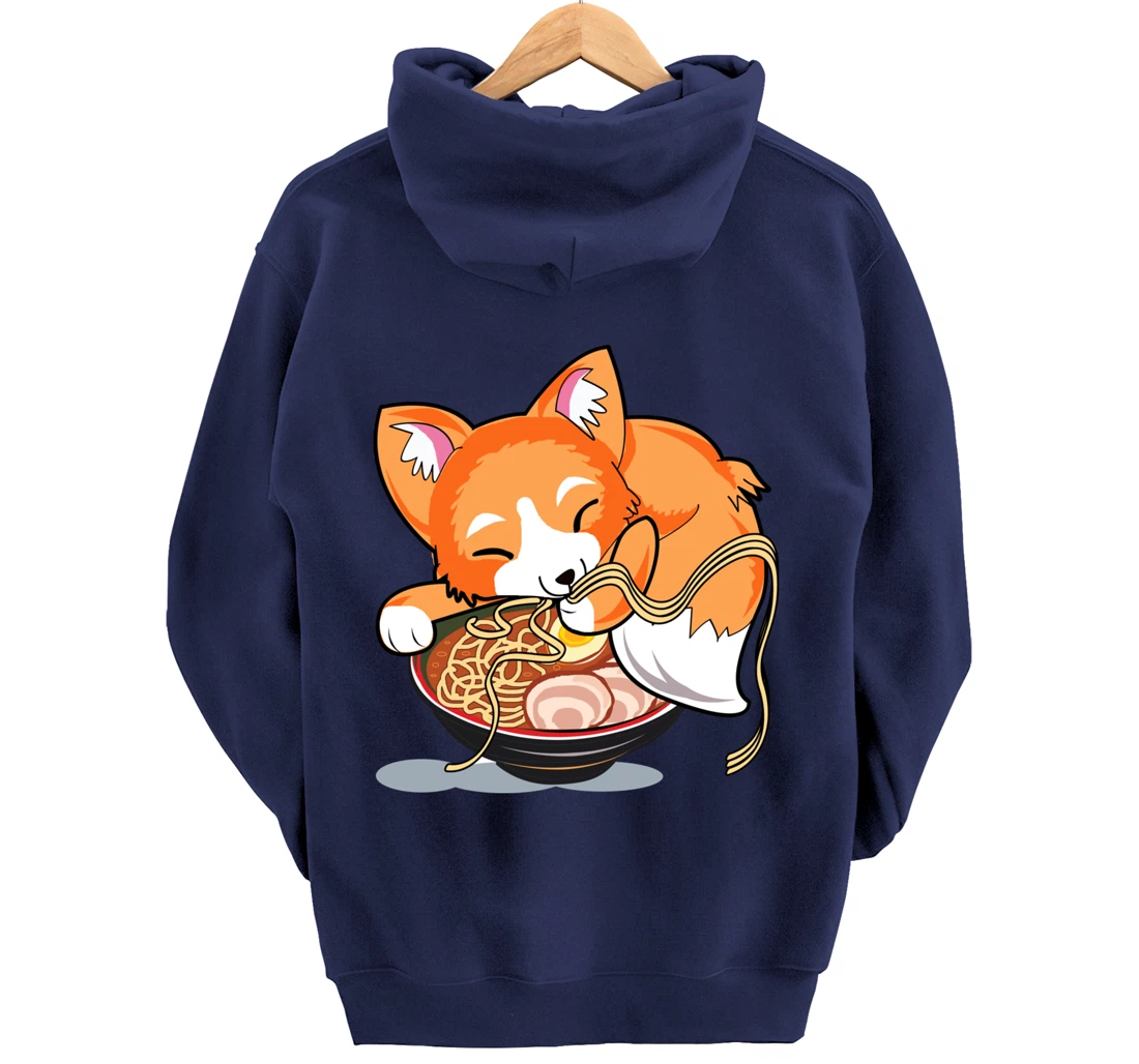 Ramen Noodles Fox Lover Kawaii Japanese Anime Pullover Hoodie