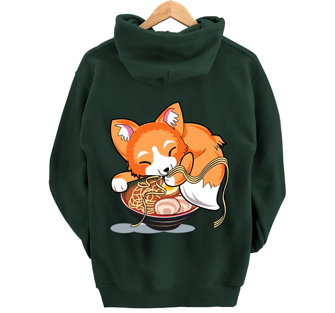 Ramen Noodles Fox Lover Kawaii Japanese Anime Pullover Hoodie