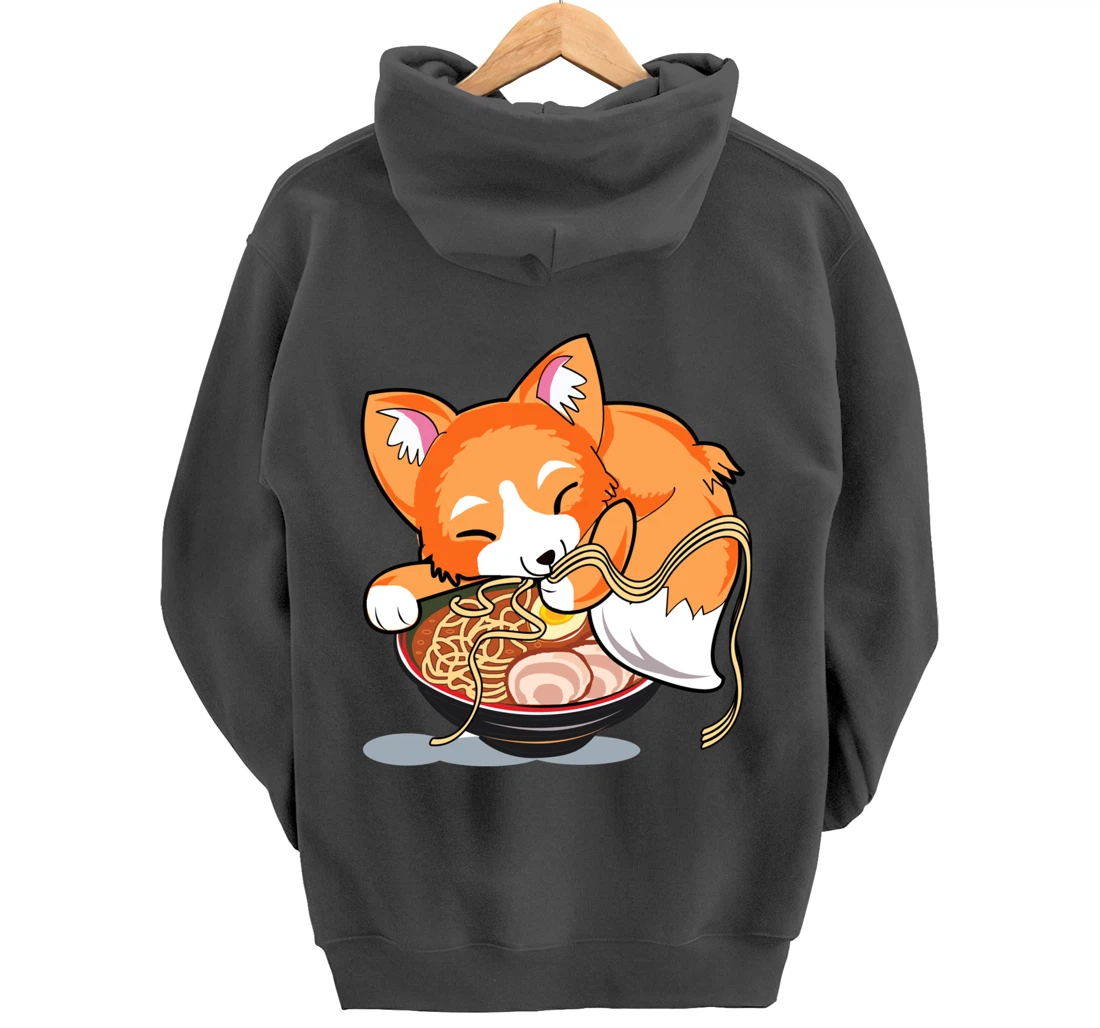 Ramen Noodles Fox Lover Kawaii Japanese Anime Pullover Hoodie