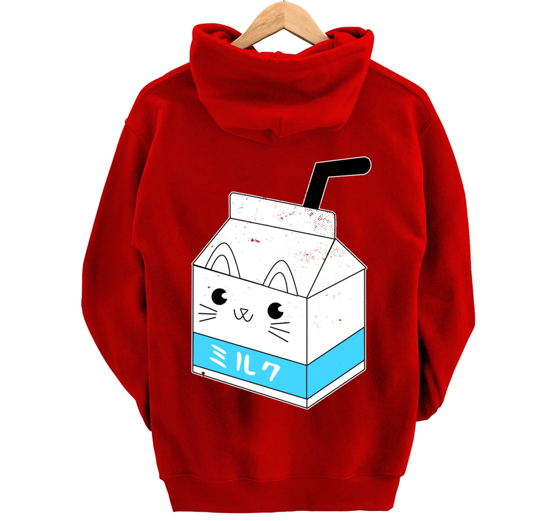 Japanese Milk Carton I Cute Cat Neko Pullover Hoodie