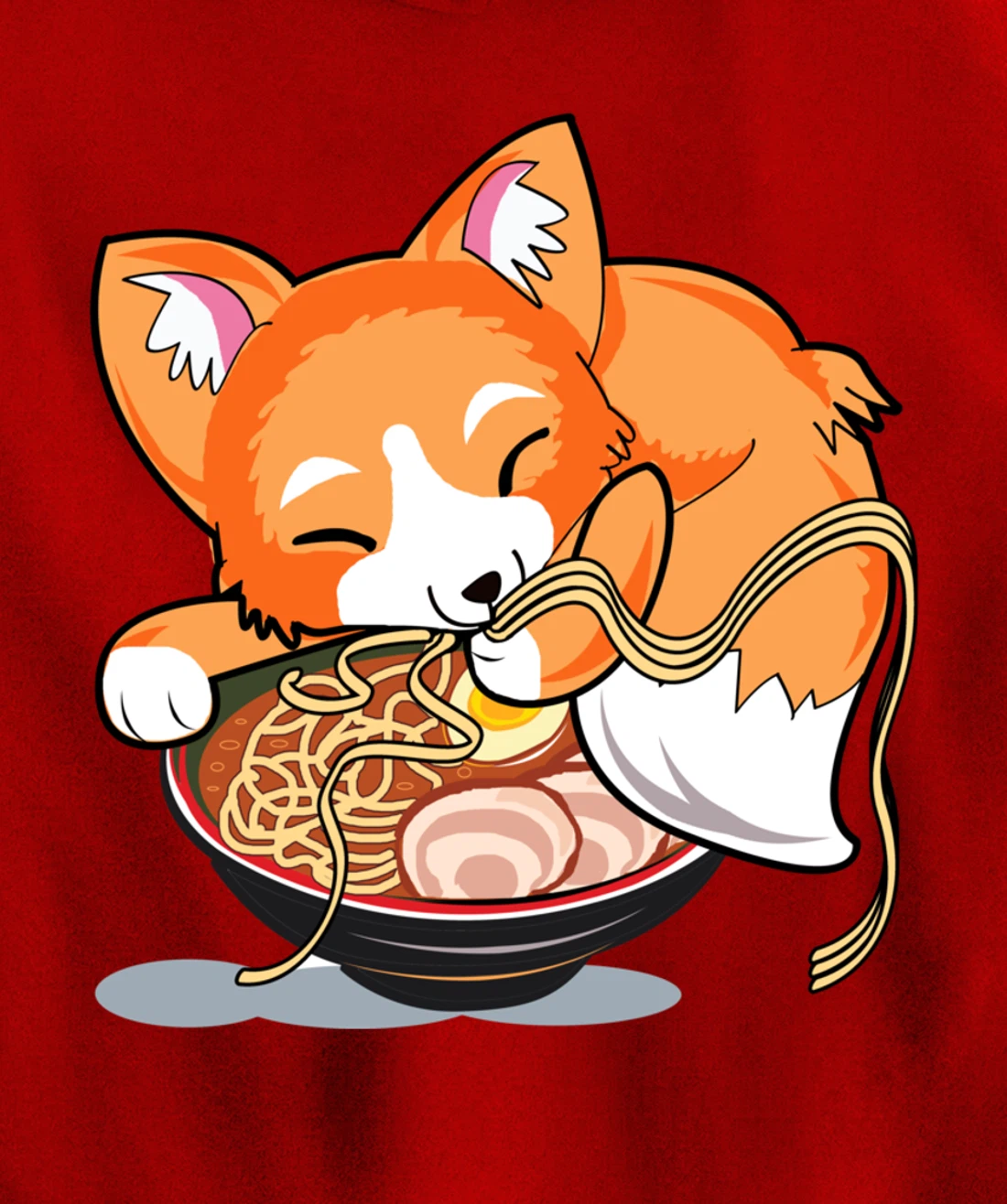 Ramen Noodles Fox Lover Kawaii Japanese Anime Pullover Hoodie