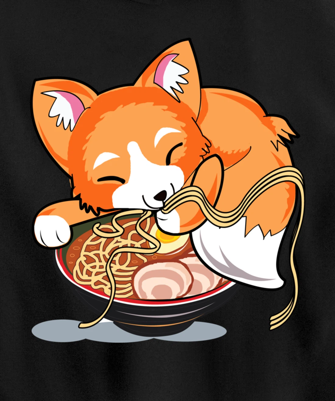 Ramen Noodles Fox Lover Kawaii Japanese Anime Pullover Hoodie