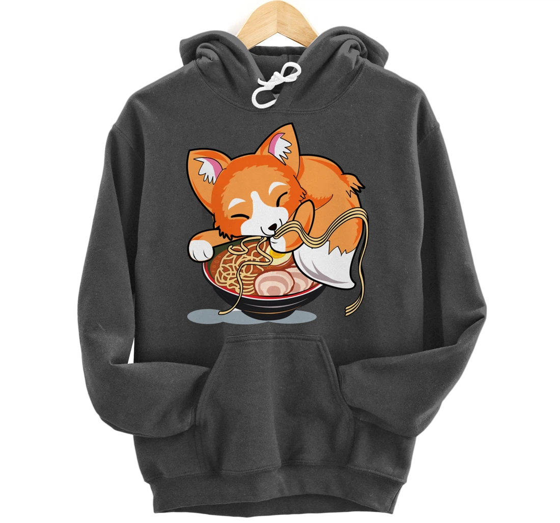 Ramen Noodles Fox Lover Kawaii Japanese Anime Pullover Hoodie