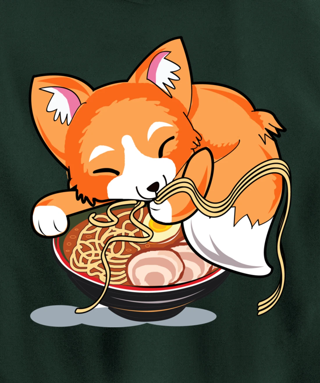 Ramen Noodles Fox Lover Kawaii Japanese Anime Pullover Hoodie