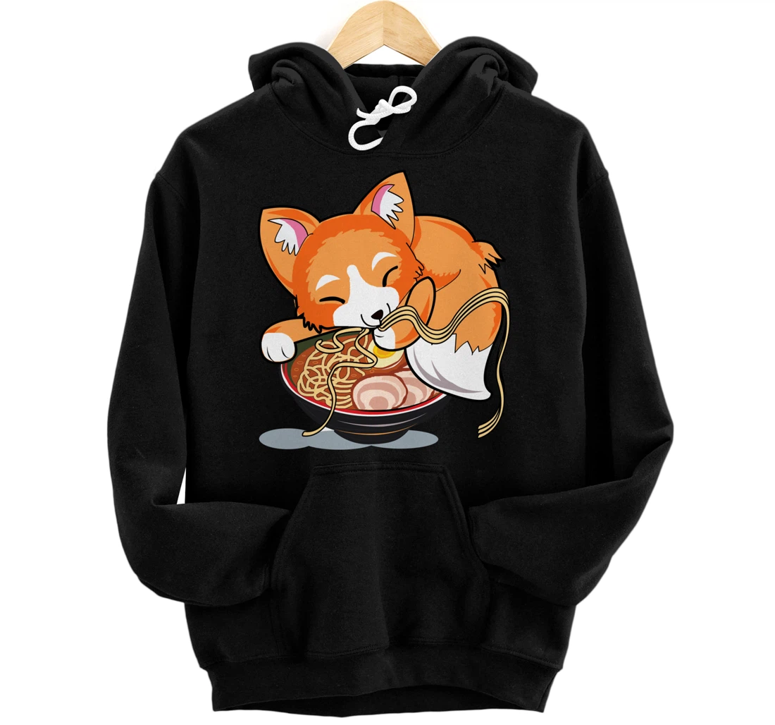 Ramen Noodles Fox Lover Kawaii Japanese Anime Pullover Hoodie