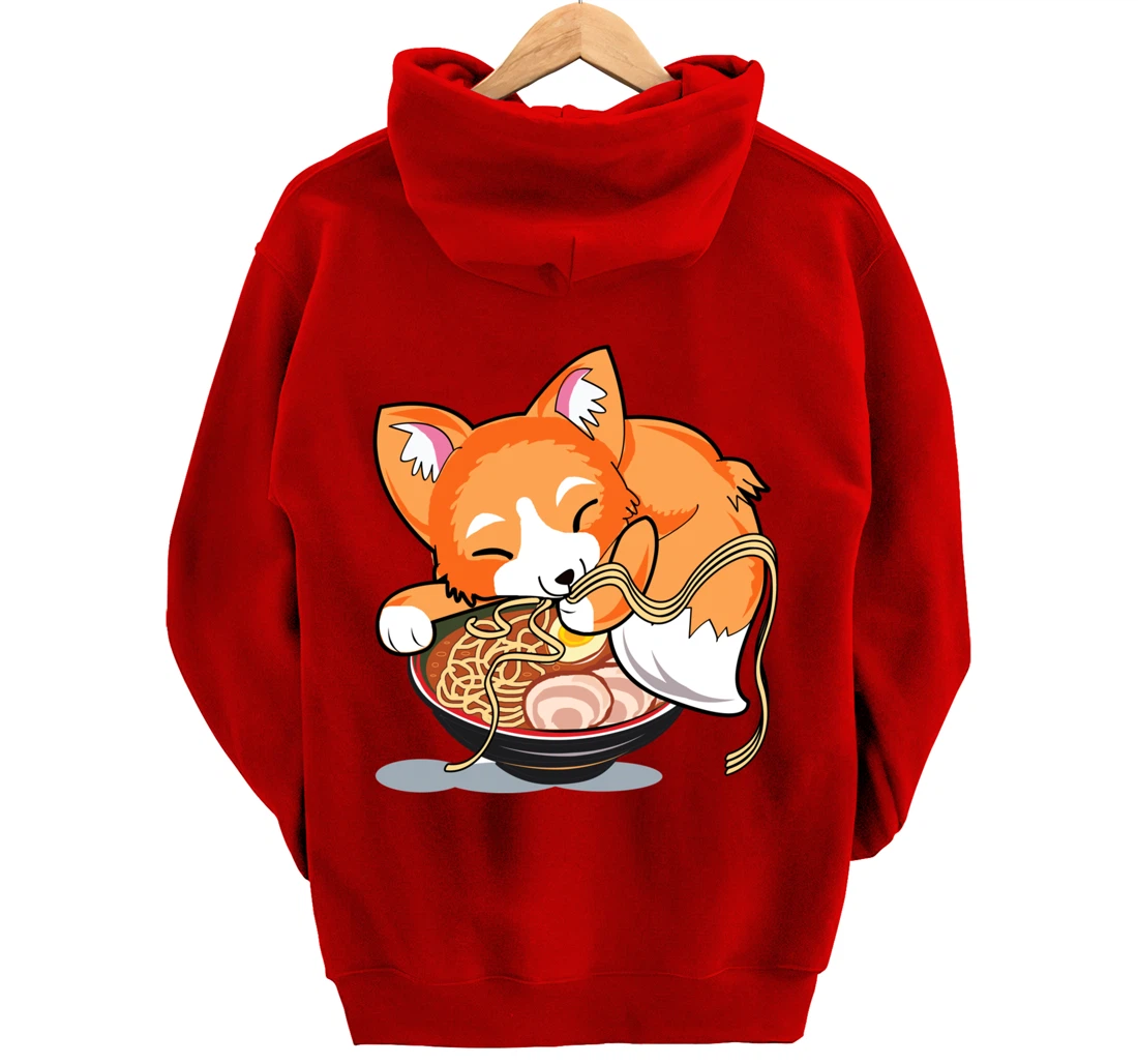 Ramen Noodles Fox Lover Kawaii Japanese Anime Pullover Hoodie
