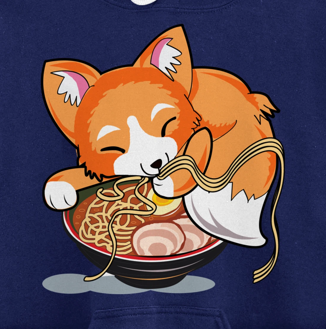 Ramen Noodles Fox Lover Kawaii Japanese Anime Pullover Hoodie