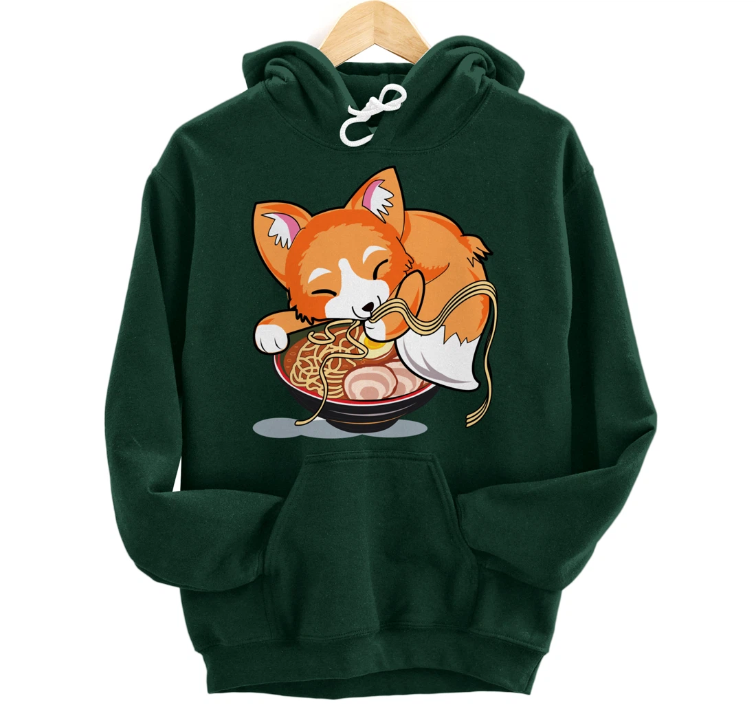 Ramen Noodles Fox Lover Kawaii Japanese Anime Pullover Hoodie