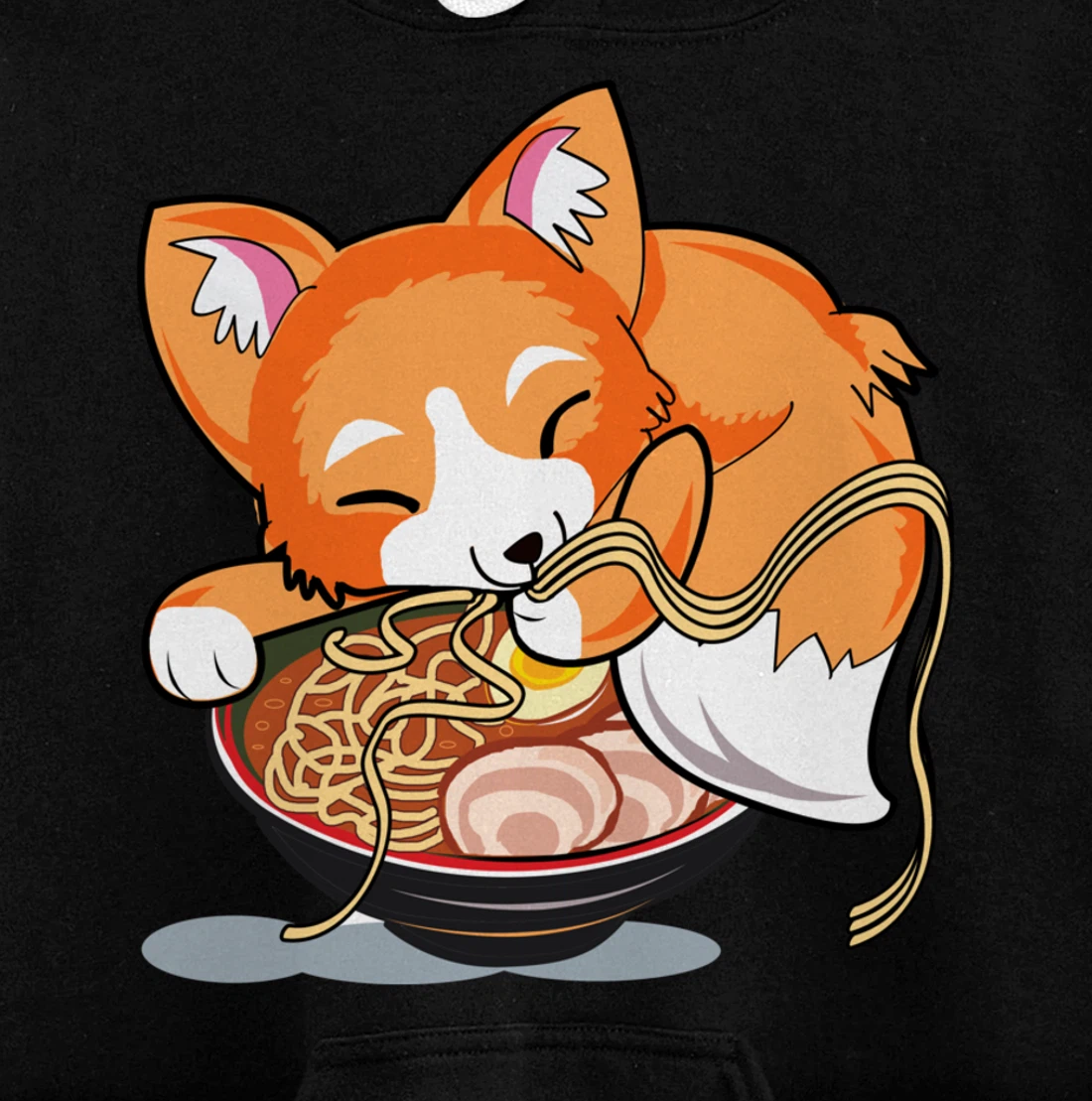 Ramen Noodles Fox Lover Kawaii Japanese Anime Pullover Hoodie