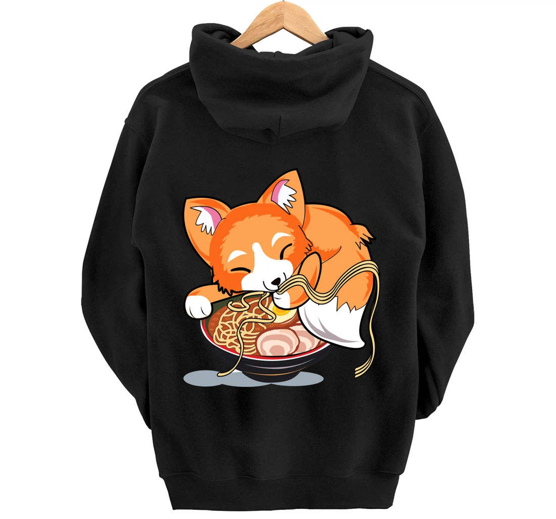 Ramen Noodles Fox Lover Kawaii Japanese Anime Pullover Hoodie